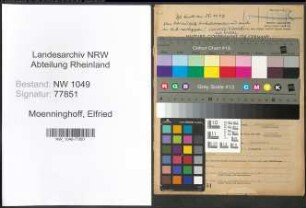 Entnazifizierung Elfried Moenninghoff , geb. 20.04.1885 (Restaurateur)