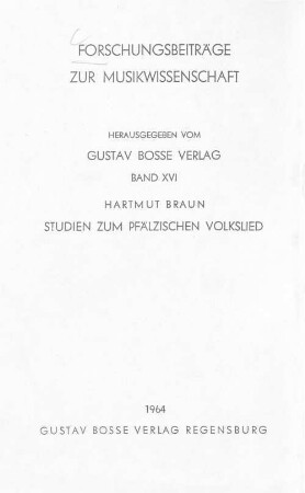 Studien zum pfälzischen Volkslied