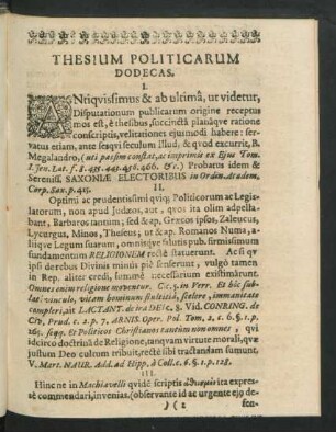 Thesium Politicarum Dodecas.