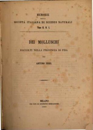 Memoria della Società Italiana di Scienze Naturali e [von Vol. 7 an] Museo civico di storia naturale di Milano. 2