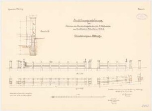 Garnison, Mutzig Wohnhäuser für drei Wallmeister: Einfriedung am Feldweg in Grundriss und Aufriss 1:100 und Querschnitt 1:25