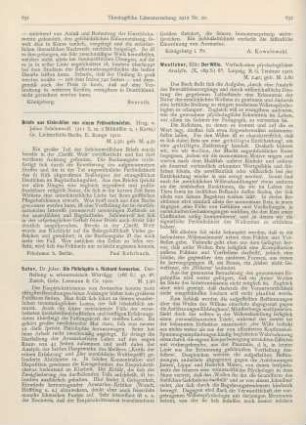 632-633 [Rezension] Wentscher, Elfe, Der Wille. Versuch einer psychologischen Analyse