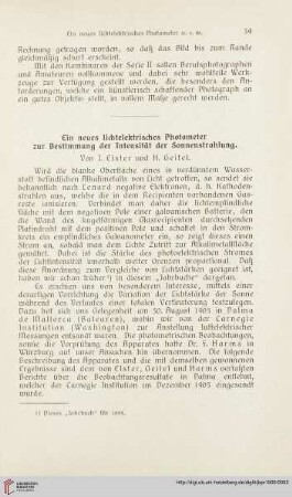 20: Ein neues lichtelektrisches Photometer zur Bestimmung der Intensität der Sonnenstrahlung