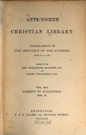 The writings of Clement of Alexandria, 2