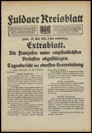Ausgabe vom Samstag, den 29. Mai 1915.