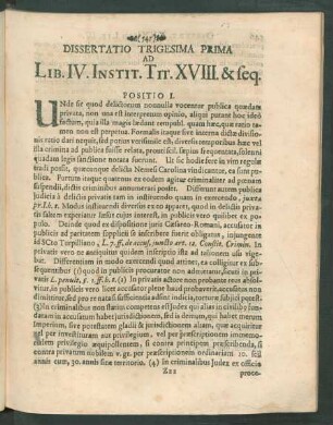 Dissertatio Trigesima Prima Ad Lib. IV. Instit. Tit. XVIII. & seq.