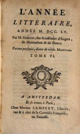 L' année littéraire. 1755,6
