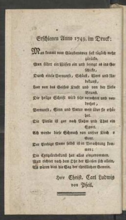 Erschienen Anno 1749. im Druck: