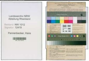 Entnazifizierung Hans Pannenbecker , geb. 18.12.1921 ()