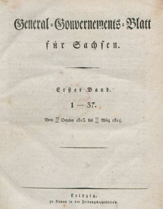 1.1813/14: General-Gouvernements-Blatt für Sachsen