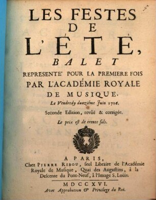 Les festes de l'été : Balet