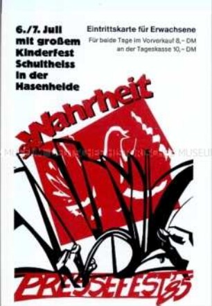 Eintrittskarte zum Pressefest der SEW-Zeitung "Die Wahrheit" 1985
