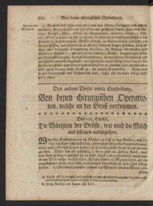 Des andern Theils vierte Eintheilung, Von denen chirurgischen Operationen, welche an der Brust vorkommen.