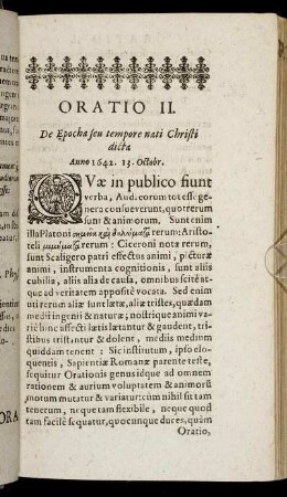 Oratio II. De Epocha seu tempore nati Christi dicta [...]