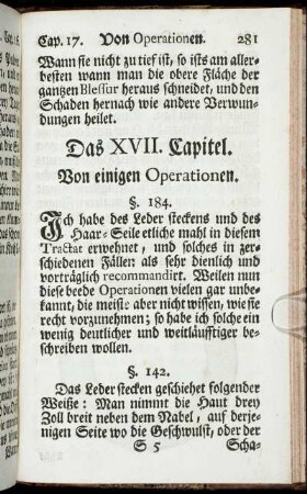 Das XVII. Capitel. Von einigen Operationen.