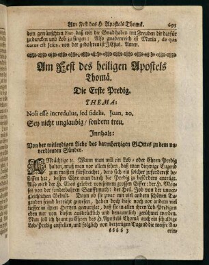 693-702, Am Fest des heiligen Apostels Thoma. Die Erste Predig