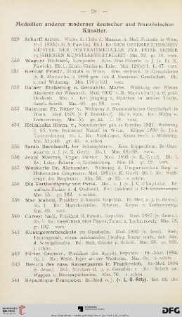 Medaillen anderer moderner deutscher und französischer Künstler (Nr. 529-554)