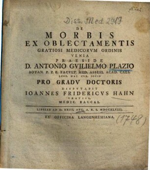 De Morbis Ex Oblectamentis