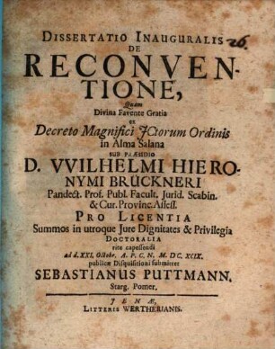 Diss. inaug. de reconventione