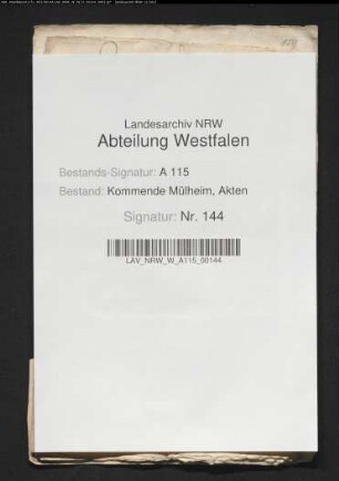 Korrespondenzen zwischen den Kommenden Mülheim und Ootmarsum über wirtschaftliche Angelegenheiten des Hauses Ootmarsum, u.a. über Verkauf und Kauf von Ländereien.