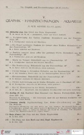 V. Graphik - Handzeichnungen - Aquarelle (Nr. 962 - 1186)