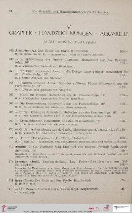 V. Graphik - Handzeichnungen - Aquarelle (Nr. 962 - 1186)