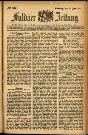 Ausgabe vom Samstag, den 18. Juni 1881.