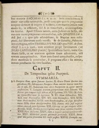 Caput II. De Temporibus ipsius Puerperii.
