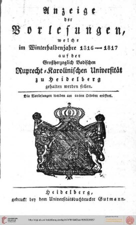 Wintersemester 1816/1817