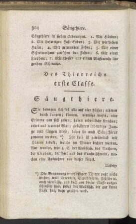 Des Thierreichs erste Classe. Säugethiere.