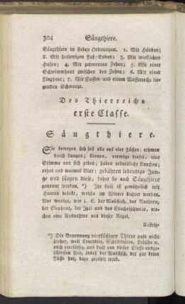 Des Thierreichs erste Classe. Säugethiere.