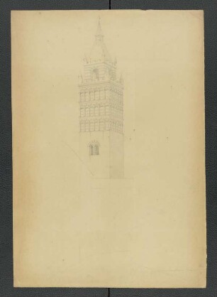 Pistoia, Turm der Domkirche San Zeno [Carl Luckow, zeichnerischer Nachlass]