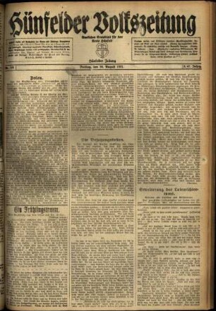 Ausgabe vom Freitag, den 26. August 1921.