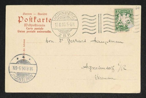Brief von Paul Jonas an Gerhart Hauptmann