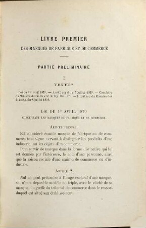 Nouveau traité des marques de fabrique et de commerce du nom commercial et de la concurrence déloyale, I. Marques de fabrique et de commerce