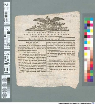 Berlinische Nachrichten von Staats- und gelehrten Sachen. Extra-Blatt. 1815,6, 1815,6 (11. Juli)