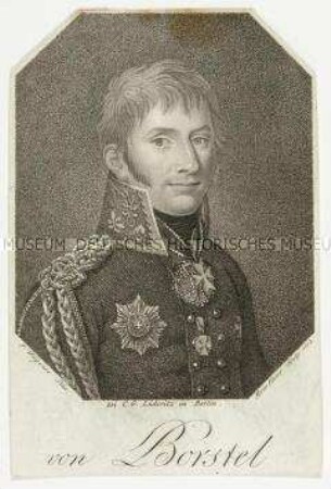 Brustbildnis des preußischen Generals der Kavallerie Ludwig von Borstell im Achteck
