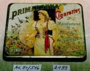 Blechdose für "'PRIMADONNA' Cigarettes Manufactured by SELOWSKY BROTHERS DRESDEN No. 112"
