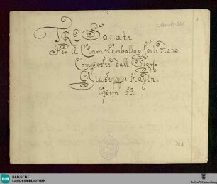 3 Sonatas - Don Mus.Ms. 665 : cemb