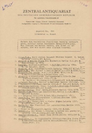 Nr. 866: Literatur u. Kunst
