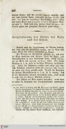 Zergliederung der Theile der Nase und des Ohres