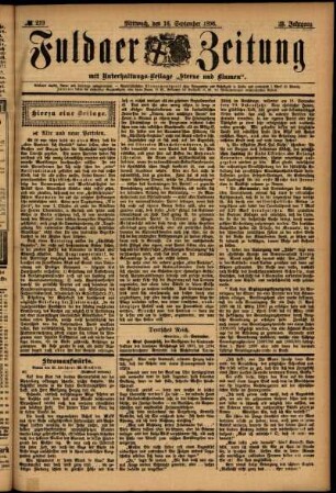 Erste Ausgabe vom Mittwoch, den 16. September 1896.