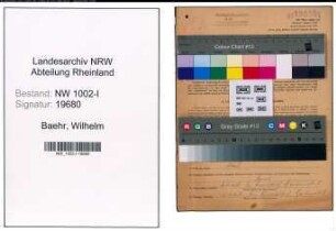 Entnazifizierung Wilhelm Baehr, geb. 03.08.1882 (Schlosser)