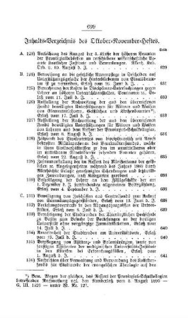 Inhalts-Verzeichnis des Oktober-November-Heftes