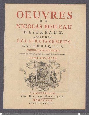 Oeuvres De Nicolas Boileau Despreaux. T. 1
