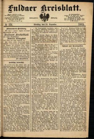 Ausgabe vom Dienstag, den 22. Dezember 1885.
