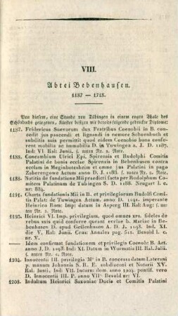 VIII. Abtei Bebenhausen. 1187-1718