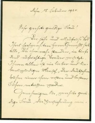 Korrespondenz von Heinrich Lersch an Unbekannt