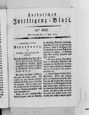 28tes Stück, Ausgabe vom 10. Juli 1805