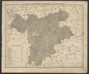 Karte der gefürsteten Grafschaft Tyrol nebst Vorarlberg u. dem Fürstenthum Lichtenstein